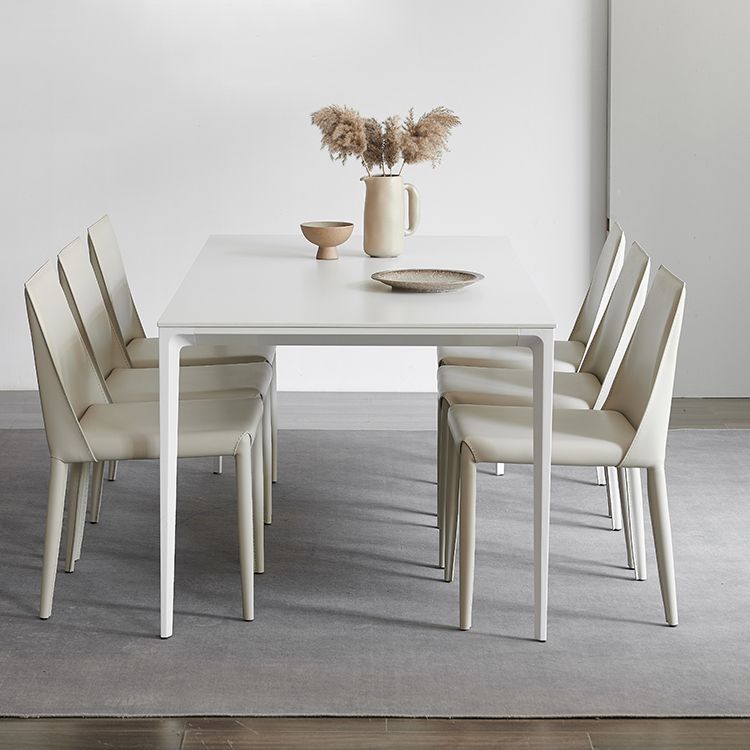 Industrial Rectangle White Dining Table Sintered Stone Standard Dining Table for Kitchen Clearhalo ' dining_table' 'Dining Tables & Seating' 'Dining Tables' 'Furniture' 'furniture_dining_table' 'Kitchen & Dining Furniture' 'kitchen&dining_furn' 'kitchen' 'kitchen_dining_table' 1200x1200_9634b46f-4168-48e0-9bbb-1e85c7b8751c