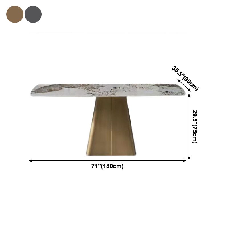 Traditional Rectangle Luxury Dining Table White Sintered Stone Table with Metal Pedestal Base Clearhalo ' dining_table' 'Dining Tables & Seating' 'Dining Tables' 'furn' 'furn_dining_table' 'Furniture' 'furniture_dining_table' 'Kitchen & Dining Furniture' 'kitchen&dining_furn' 'kitchen' 'kitchen_dining_table' 1200x1200_96370a51-6257-40a5-9521-5980fa85e1b2