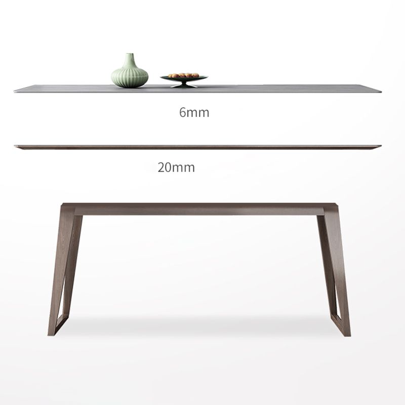 Mid-Century Modern Dining Table Gray Sintered Stone Dining Table with Wood Base Clearhalo ' dining_table' 'Dining Tables & Seating' 'Dining Tables' 'furn' 'furn_dining_table' 'Furniture' 'furniture_dining_table' 'Kitchen & Dining Furniture' 'kitchen&dining_furn' 'kitchen' 'kitchen_dining_table' 1200x1200_96372eb8-c262-4ce6-9eac-f8a740bd6349