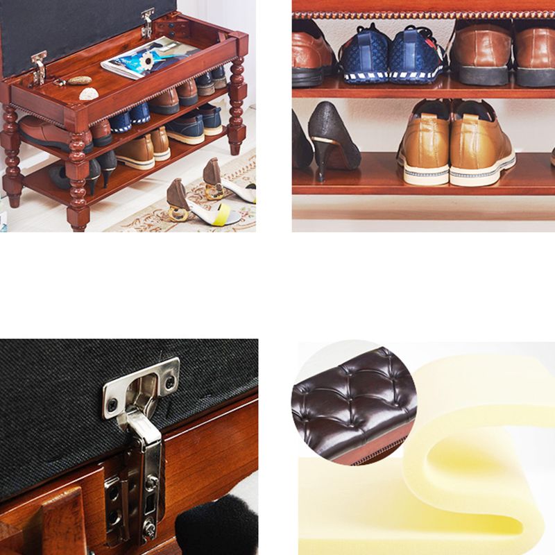 Rectangle 18.9"H Brown Entryway Bench Traditional Upholstered Seating Bench with Storage Clearhalo 'Benches' 'Chairs & Seating' 'furn' 'furn_benches' 'Furniture' 'Living Room Furniture' 1200x1200_9637f757-b37c-4559-8f7b-340af588197c