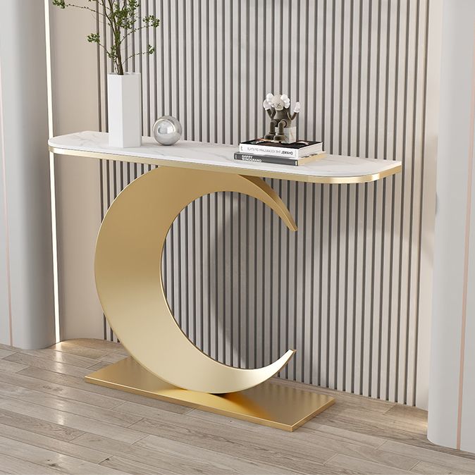 31.5 "H Glam Mal Half Moon Consola Acento de acento Tabla de consola de acabado antiguo