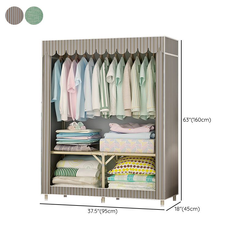 Contemporary Style Steel Wardrobe Cloth Rod Included Wardrobe Closet with Legs Clearhalo 'Armoires & Wardrobes' 'armoires_wardrobes' 'Bedroom Furniture' 'furn' 'furn_armoires_wardrobes' 'Furniture' 1200x1200_9639284c-2fd0-4950-84aa-5ce97b7c36be