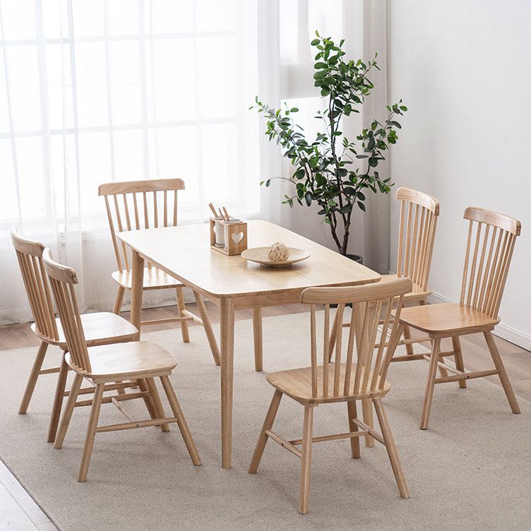 Contemporary Dining Table Rubberwood Rectangle Solid Wood 4 Legs Table for Home Clearhalo ' dining_table' 'Dining Tables & Seating' 'Dining Tables' 'furn' 'furn_dining_table' 'Furniture' 'furniture_dining_table' 'Kitchen & Dining Furniture' 'kitchen&dining_furn' 'kitchen' 'kitchen_dining_table' 1200x1200_9639d068-1ab6-4dfe-9319-90c42caf23cc