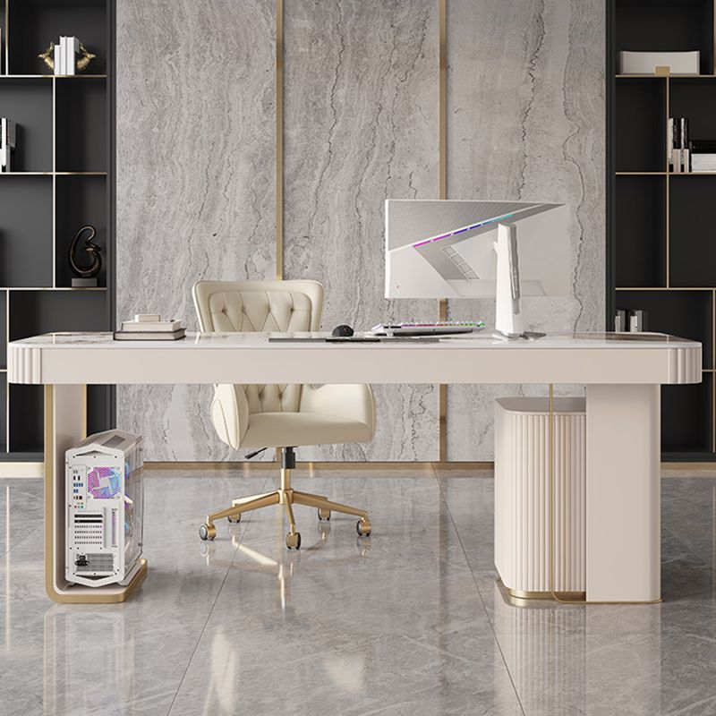 6 cassetti di scrittura di scrittura task desk a forma di rettangolare in bianco per l'ufficio