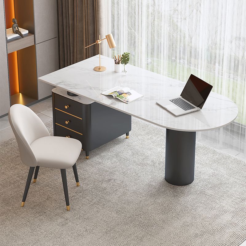 Glam voetstuk Writing Desk White 3 Lads Office Desk met metalen benen