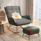 Contemporary Rocking Chair Fabric Upholstered Tufted Wing Chair Back Indoor Rocking Chair
