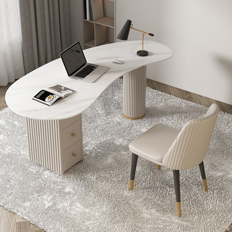 29.53" H Contemporary Office Desk White Secretary Desk with Drawers Clearhalo 'furn' 'furn_office_desk' 'Furniture' 'Office Desks' 'Office Furniture' 'office_desk' 1200x1200_963e53c5-d5f6-455b-a8ff-badd37342d30