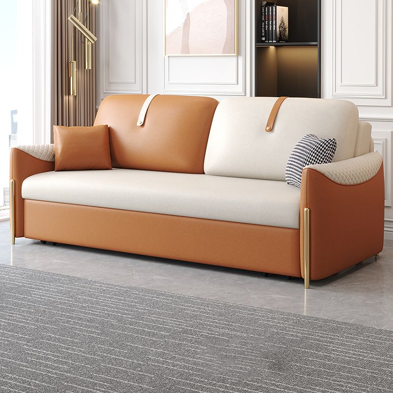 Square Arm Contemporary Faux Leather Stain Resistant Bed Sofa Couch with Pillows Clearhalo 'furn' 'furn_sofas' 'Furniture' 'Living Room Furniture' 'Sofa' 'sofas' 1200x1200_963ead2f-e7b9-40e6-b6ec-b9fcaaba63c7