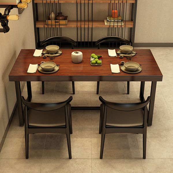 Industrial Style Rectangular Solid Wood Dining Table for Dining Room and Barbecue Shop