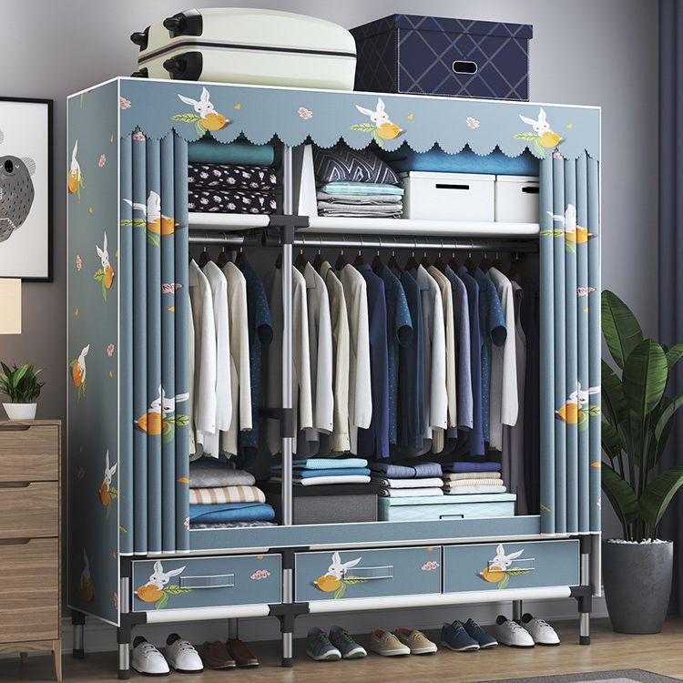 Contemporary Wardrobe Metal Bedroom Wardrobe Closet with Shelves Clearhalo 'Armoires & Wardrobes' 'armoires_wardrobes' 'Bedroom Furniture' 'furn' 'furn_armoires_wardrobes' 'Furniture' 1200x1200_96454405-8647-483b-8bcc-f66b6a0e8754