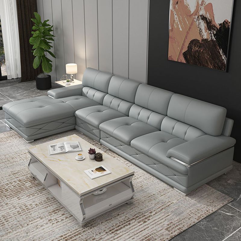 Upholstered Armrest Cushioned Back Sponge Padded Sofa Bed Grey/yellow Sofa Clearhalo 'furn' 'furn_sectionals' 'Furniture' 'Living Room Furniture' 'Sectionals' 1200x1200_9645af7e-7f88-44e8-902c-c566228c10a1