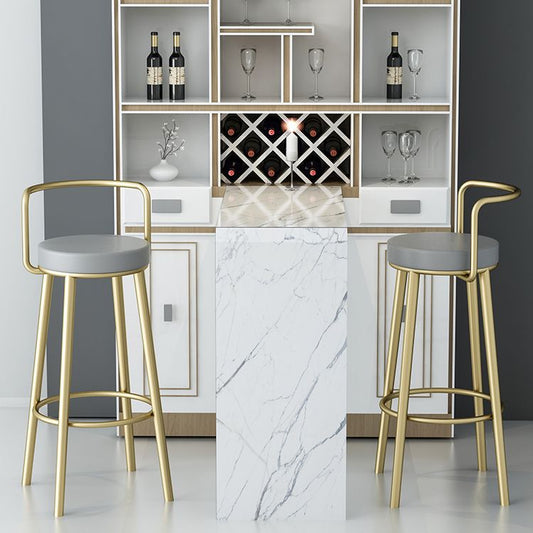 Sgabello da bar rotondo in pelle senza bracciolo in vetro a bracciale glam