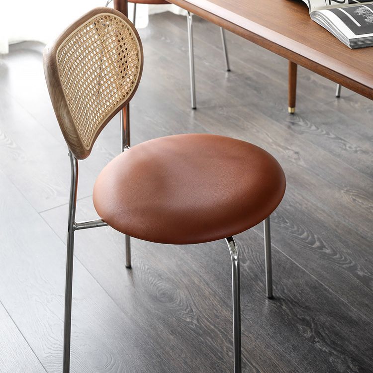 Contemporary Armless Chair Matte Finish Leather Curved Open Back Chair for Patio Clearhalo ' kitchen&dining_furn' 'Dining Chairs' 'Dining Tables & Seating' 'dining_chair' 'furn' 'furn_dining_chair' 'Furniture' 'furniture_dining_chair' 'Kitchen & Dining Furniture' 'kitchen' 1200x1200_96497e2c-e1df-48b2-b12a-0caaae207190