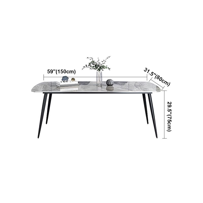 Sintered Stone Dining Table Industrial Style Black 4 Legs Base Rectangle Table for Dining Room Clearhalo ' dining_table' 'Dining Tables & Seating' 'Dining Tables' 'furn' 'furn_dining_table' 'Furniture' 'furniture_dining_table' 'Kitchen & Dining Furniture' 'kitchen&dining_furn' 'kitchen' 'kitchen_dining_table' 1200x1200_964b2a5e-19ba-4968-a84e-bae81e14ede2