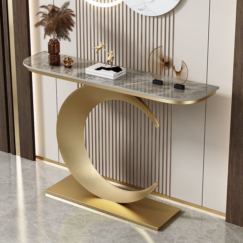 Tavolo della console di pietra contemporanea Tavolino console mezza luna per Hall