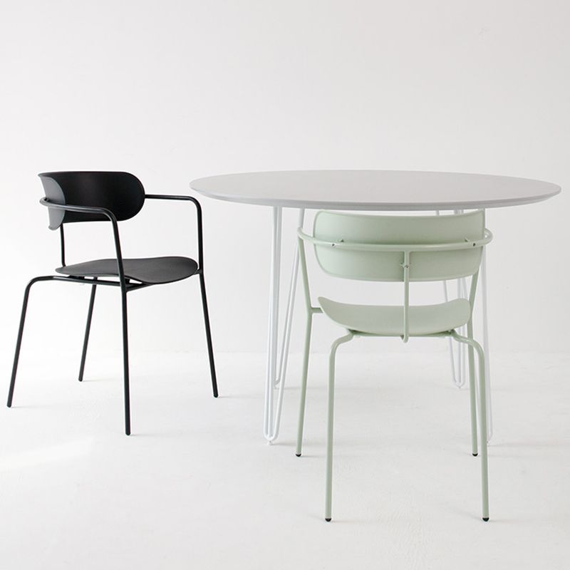 Industrial Style Kitchen Dining Chairs Dining Stackable Arm Chairs with Metal Legs (Set of 4) Clearhalo ' kitchen&dining_furn' 'Dining Chairs' 'Dining Tables & Seating' 'dining_chair' 'furn' 'furn_dining_chair' 'Furniture' 'furniture_dining_chair' 'Kitchen & Dining Furniture' 'kitchen' 1200x1200_964e4b84-abdb-4a11-8d46-15deba10d9e1