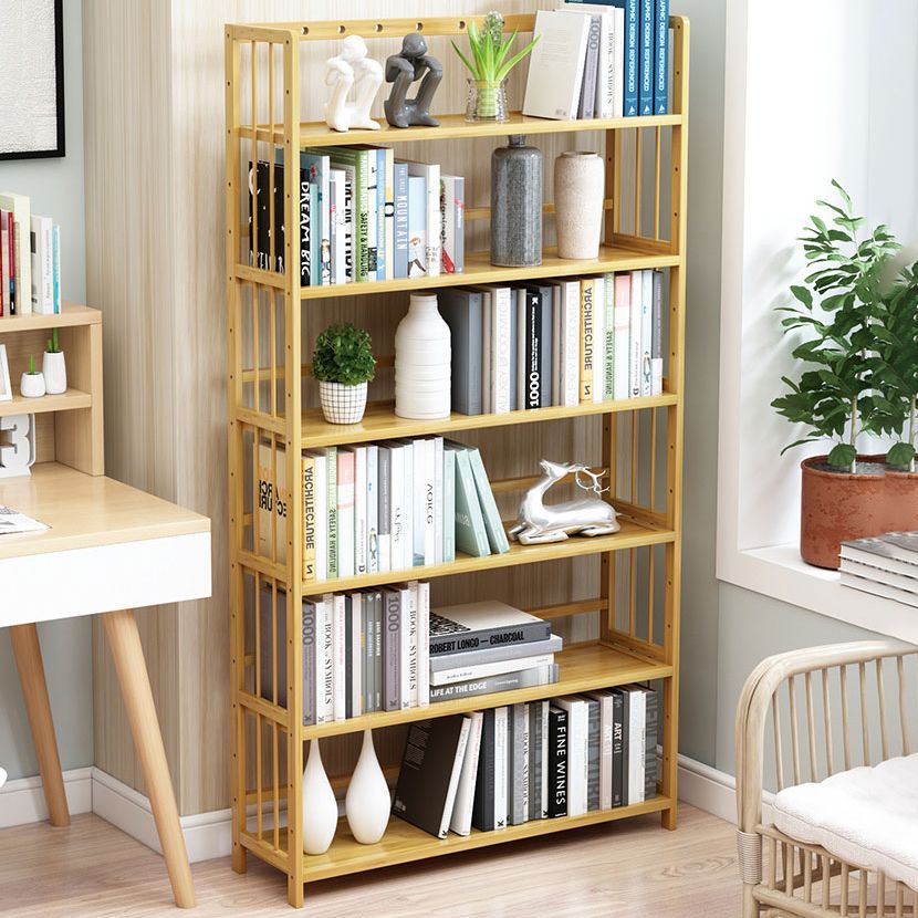 Modern Bamboo Etagere Bookshelf Bedroom Vertical Open Shelf Bookcase with Shelves