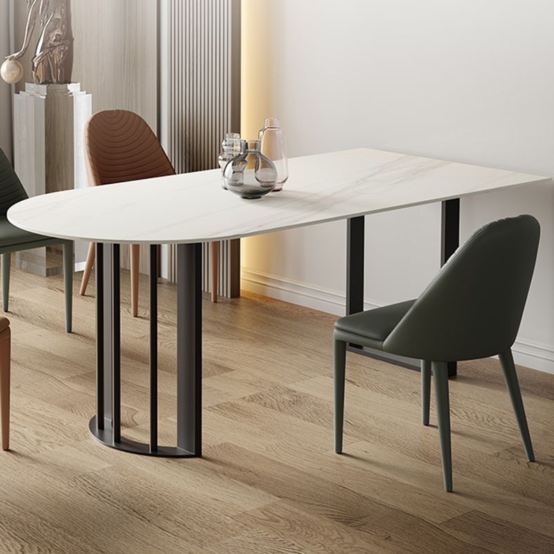 Irregular Sintered Stone Dining Table Modern Island Table with White/Black Double Pedestal Clearhalo ' dining_table' 'Dining Tables & Seating' 'Dining Tables' 'furn' 'furn_dining_table' 'Furniture' 'furniture_dining_table' 'Kitchen & Dining Furniture' 'kitchen&dining_furn' 'kitchen' 'kitchen_dining_table' 1200x1200_9651c497-4253-45ef-b72c-c3298326f24a