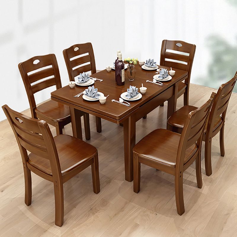 Table de salle à manger en bois massif marron Table de dinette contemporaine