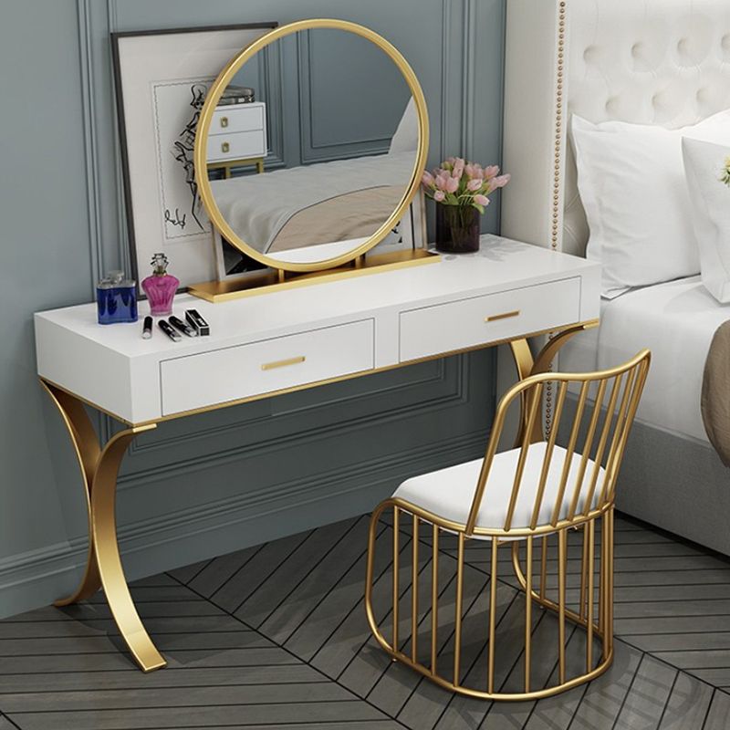 15.74" Wide Bedroom Dressing Table in White Make-up Vanity with 4 Drawers