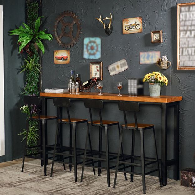 Industrial Solid Wood Pub Table with Rectangle Table Top Trestle Table - 41.3" H Clearhalo 'Bar Furniture' 'Bar Tables' 'bar_tables' 'furn' 'furn_bar_tables' 'Furniture' 'furniture_bar_tables' 'Kitchen & Dining Furniture' 1200x1200_96538d11-4fb4-464d-aa83-e228d3ecfa95