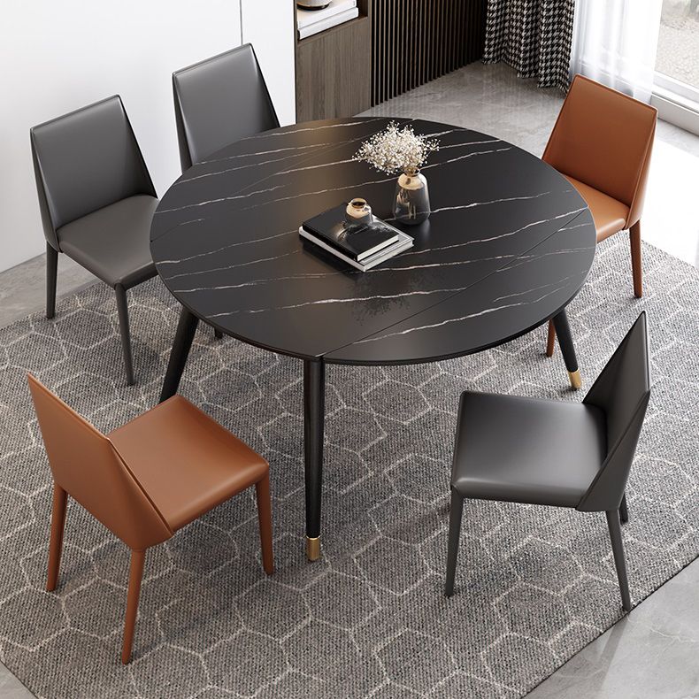Contemporary Extendable Sintered Stone Table Round Shape Standard Dining Table for Kitchen Clearhalo ' dining_table' 'Dining Tables & Seating' 'Dining Tables' 'furn' 'furn_dining_table' 'Furniture' 'furniture_dining_table' 'Kitchen & Dining Furniture' 'kitchen&dining_furn' 'kitchen' 'kitchen_dining_table' 1200x1200_965525db-f107-446f-a10a-27bbf5a8be60