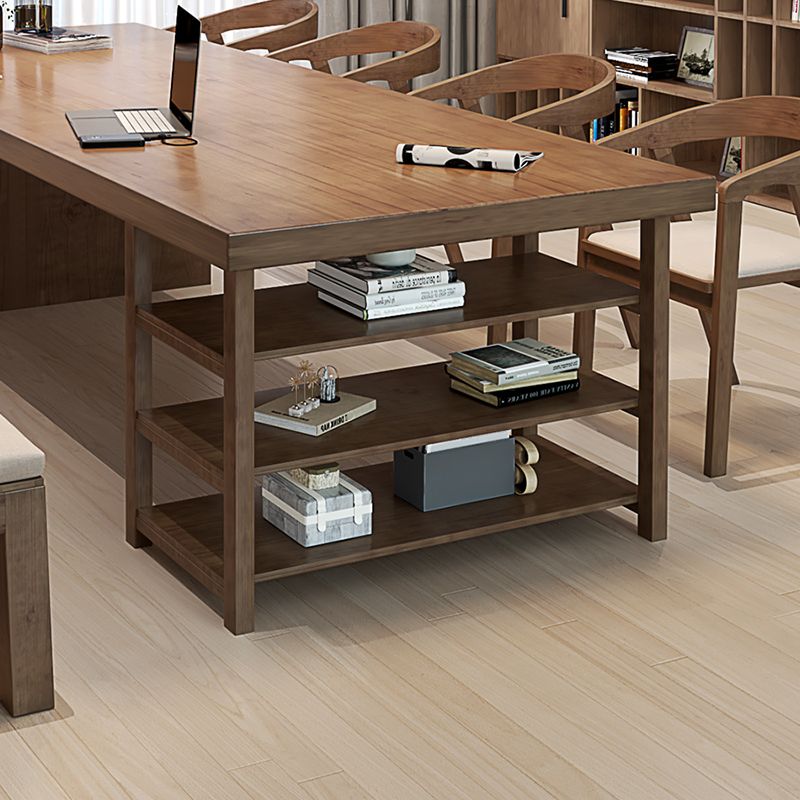 Moderne massive Holz -Büro -Schreibtisch Rechteck Task Schreibtisch mit Schubladen und Regalen