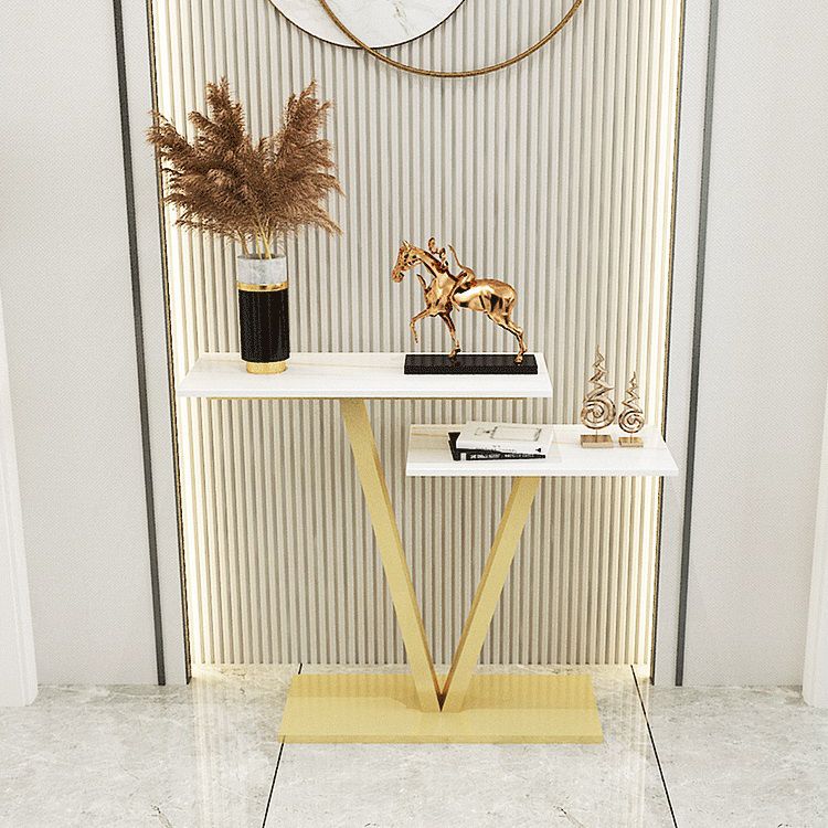 Tavolo da divano di divano console in pietra contemporanea tavolo da rettangolo con scaffale per la sala