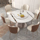 Modern Round Sintered Stone Table Set 1/4/5/7/9 Pieces Dining Set Clearhalo 'Dining Room Sets' 'Dining Tables & Seating' 'dining_room_set' 'furn' 'furn_dining_room_set' 'Furniture' 'Kitchen & Dining Furniture' 1200x1200_96570abc-5f93-4233-b692-7efb28b55611