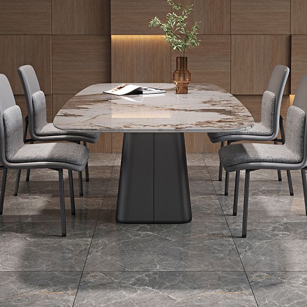 Contemporary Rectangle Dining Table Sintered Stone Dining Table with Pedestal Base Clearhalo ' dining_table' 'Dining Tables & Seating' 'Dining Tables' 'furn' 'furn_dining_table' 'Furniture' 'furniture_dining_table' 'Kitchen & Dining Furniture' 'kitchen&dining_furn' 'kitchen' 'kitchen_dining_table' 1200x1200_96588ef0-e81e-4dfd-9e93-98d730b261e1