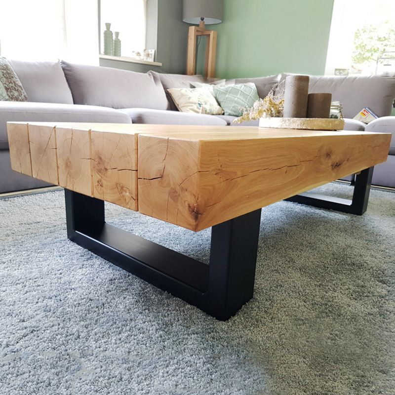 Solid Wood Coffee Table with Metal Sled Legs for Living Room Clearhalo 'Coffee & Accent Tables' 'Coffee Tables' 'coffee_tables' 'furn' 'furn_coffee_tables' 'Furniture' 'Living Room Furniture' 1200x1200_9658ad5e-aea0-4f55-965f-b85cf5474f2c