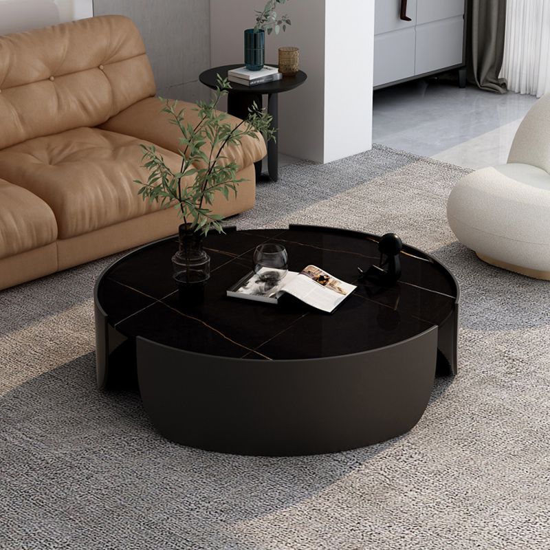 Modern Style White/black Rock Slab Top Round Metal Craft Coffee Table Clearhalo 'Coffee & Accent Tables' 'Coffee Tables' 'coffee_tables' 'furn' 'furn_coffee_tables' 'Furniture' 'Living Room Furniture' 1200x1200_9658c963-99ef-438e-8e48-596768a228e6