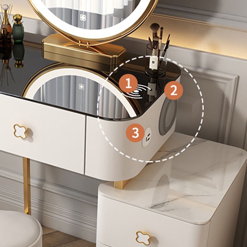 15 "幅のグラムバニティテーブルガラスブラックメイクアップバニティドロワー