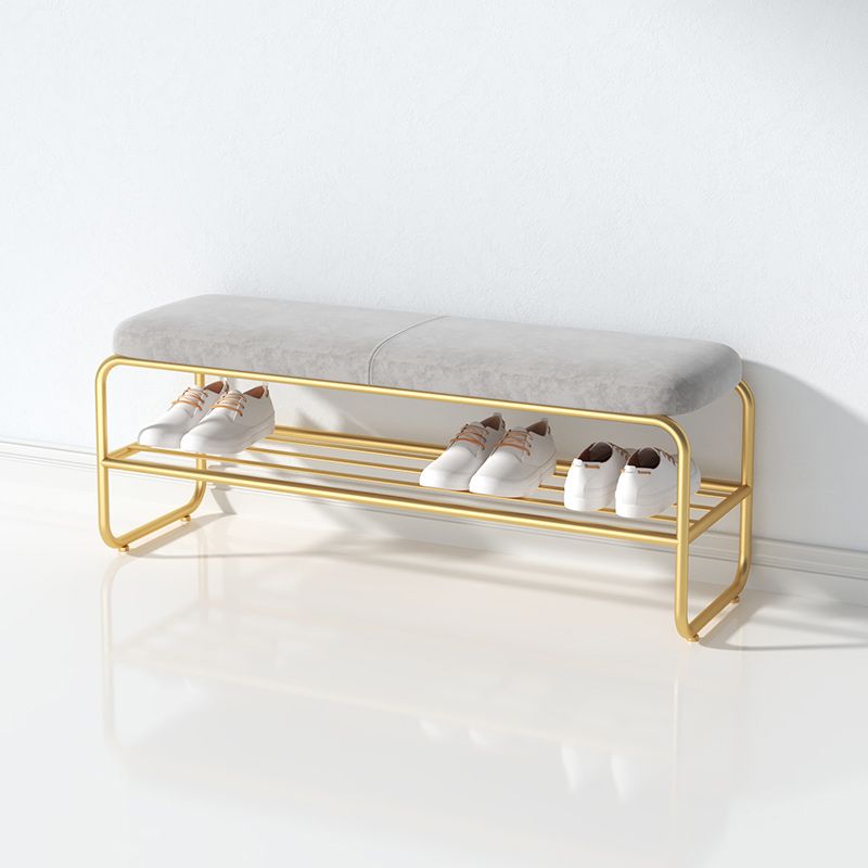 Glam Metal Seating Bench 17.7" H Cushioned Entryway Bench with Legs Clearhalo 'Benches' 'Chairs & Seating' 'furn' 'furn_benches' 'Furniture' 'Living Room Furniture' 1200x1200_9659e463-49c2-4d4a-bdb6-1df1abc387ce