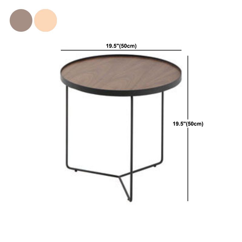 Nordic Style Round Solid Wood Table Metal Cross Legs Base Coffee Table