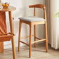 Contemporary Upholstered Armless Bar Stool with Solid Wood Base