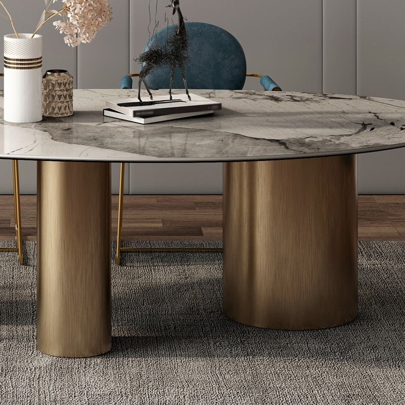 Metal Traditional Luxury Oval Indoor Table Sintered Stone Table for Kitchen and Dining Room Clearhalo ' dining_table' 'Dining Tables & Seating' 'Dining Tables' 'furn' 'furn_dining_table' 'Furniture' 'furniture_dining_table' 'Kitchen & Dining Furniture' 'kitchen&dining_furn' 'kitchen' 'kitchen_dining_table' 1200x1200_965df1e5-fd6d-4055-82aa-16bc6e3f37ff