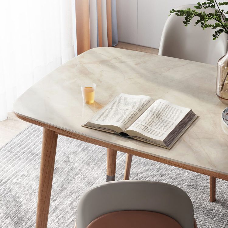 White Dinette Table with Wood Legs Modern Dining Table for Kitchen Clearhalo 'Dining Tables & Seating' 'Dining Tables' 'dining_table' 'furn' 'furn_dining_table' 'Furniture' 'Kitchen & Dining Furniture' 1200x1200_9661f831-7222-4bf0-a082-d576a6acb178