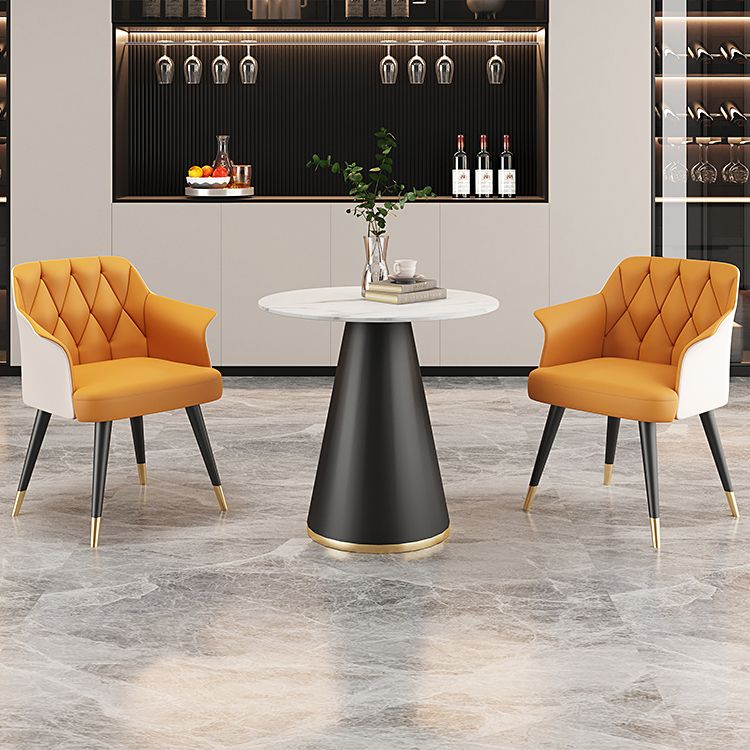 Sillas de comedor de glam metal de metal silla de comedor de cuero falso para uso en el hogar