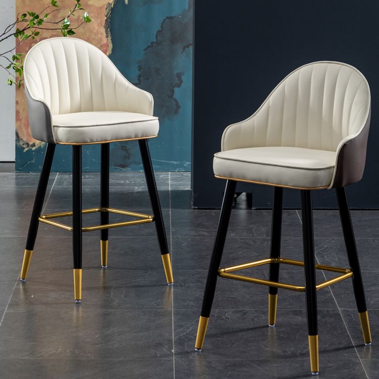 Contemporary Metal Leather Bar Stools Indoor Barstool with Footrest and Low Back Clearhalo 'Bar Furniture' 'Bar Stools' 'bar_stools' 'furn' 'furn_bar_stools' 'furniture_bar_stools' 'Kitchen & Dining Furniture' 'kitchen&dining_furn' 'kitchen' 'kitchen_furn' Furniture' 1200x1200_96666595-5019-42dc-b3d3-d92f795c9702