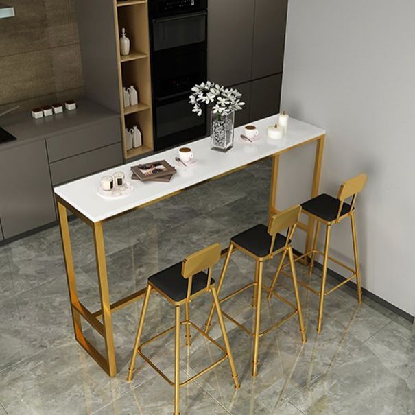 Marble & Wood Bar Dining Table with Rectangle Table Top Trestle Table - 41.3" H Clearhalo 'Bar Furniture' 'Bar Tables' 'bar_tables' 'furn' 'furn_bar_tables' 'Furniture' 'furniture_bar_tables' 'Kitchen & Dining Furniture' 'kitchen&dining_furn' 'kitchen' 1200x1200_966b8b24-b594-4ae6-a88c-1ae7b0167df8