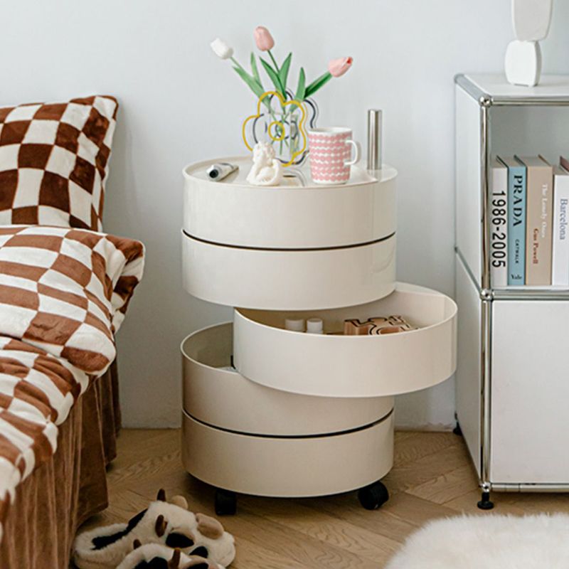 5 estantes Mesa nocturna contemporánea Redonda de noche, 27.6 "de alto