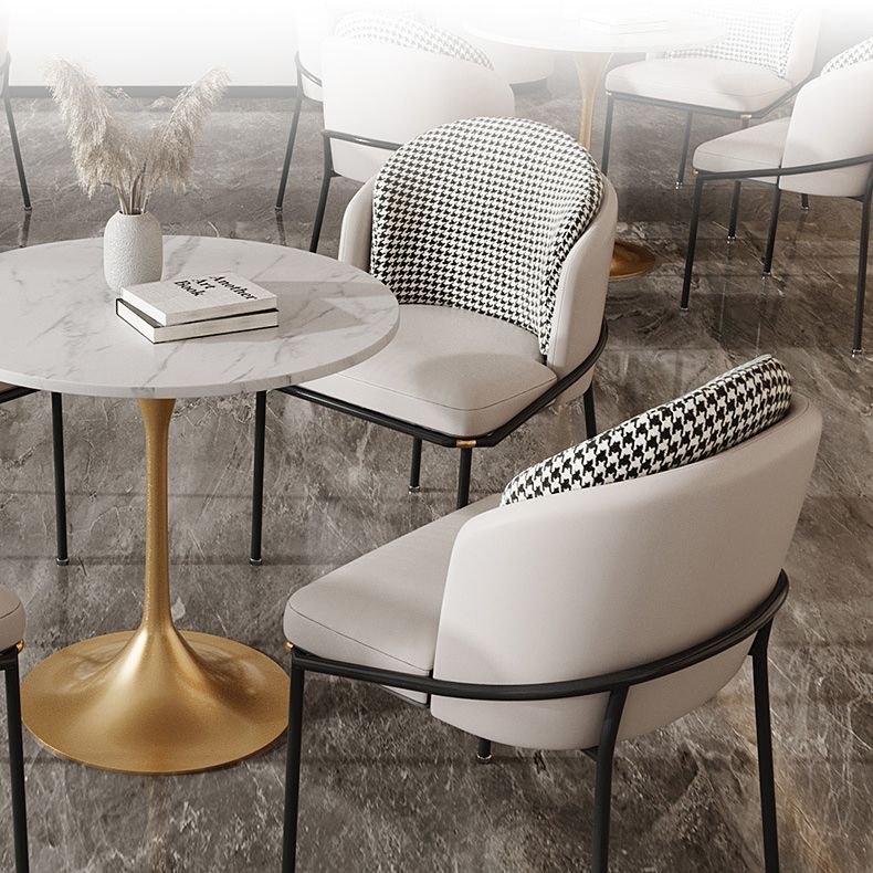 Glam Sintered Stone Dining Room Set Standard Height Metal Leg Dining Set with Round Table Clearhalo 'Dining Room Sets' 'Dining Tables & Seating' 'dining_room_set' 'furn' 'furn_dining_room_set' 'Furniture' 'furniture_dining_room_set' 'Kitchen & Dining Furniture' 'kitchen&dining_furn' 'kitchen' 1200x1200_96707048-15da-4d6d-8bef-c261109ef51b