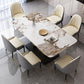 Nordic Glam Rectangle Sintered Stone Table Set 1/4/5/7 Pieces Dining Set Clearhalo 'Dining Room Sets' 'Dining Tables & Seating' 'dining_room_set' 'furn' 'furn_dining_room_set' 'Furniture' 'Kitchen & Dining Furniture' 1200x1200_96717197-747d-4323-bcb2-ae37f2d513a1