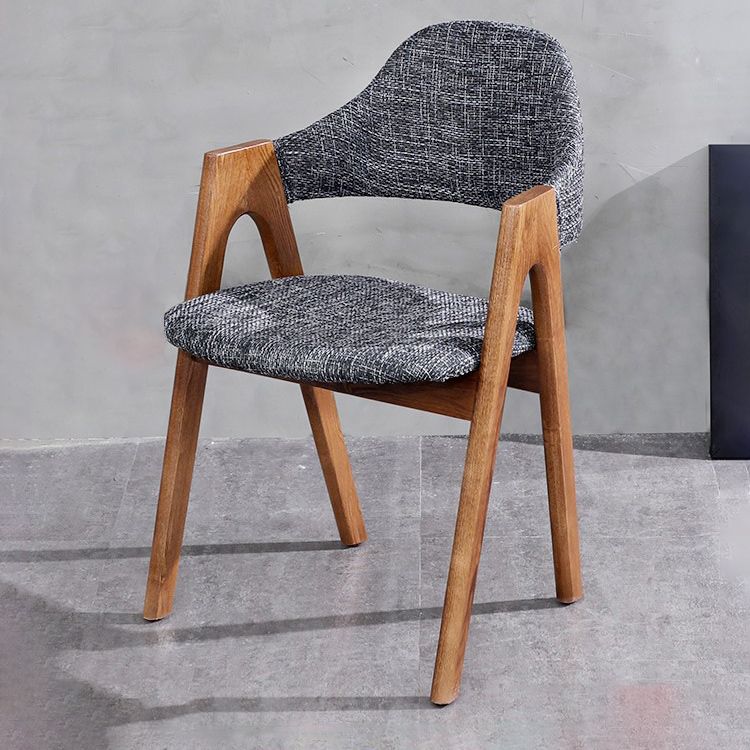 Scandinavian Rubberwood Open Arm Chair Upholstered Dining Chair with Wood Legs Clearhalo ' kitchen&dining_furn' 'Dining Chairs' 'Dining Tables & Seating' 'dining_chair' 'furn' 'furn_dining_chair' 'Furniture' 'furniture_dining_chair' 'Kitchen & Dining Furniture' 'kitchen' 1200x1200_9671ba62-75f8-45ce-9e7f-bb6d66f0c71b