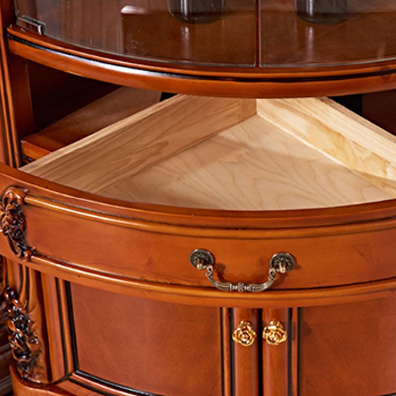 ドア付きのガラスパーン付きソリッドウッドの素朴なノブアクセントキャビネット