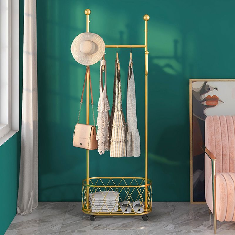 Gorgeous Metal Coat Hanger Plain Basket Storage Coat Rack with Coat Hooks Clearhalo 'Entry & Mudroom Furniture' 'furn' 'furn_hall_tree_coat_racks' 'Furniture' 'Hall Trees & Coat Racks' 'hall_tree_coat_racks' 1200x1200_96730dbb-2693-45f5-9f68-7da568fcc943