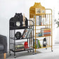Modern Style Bookshelf Open Back Metal Bookcase with Caster Wheels