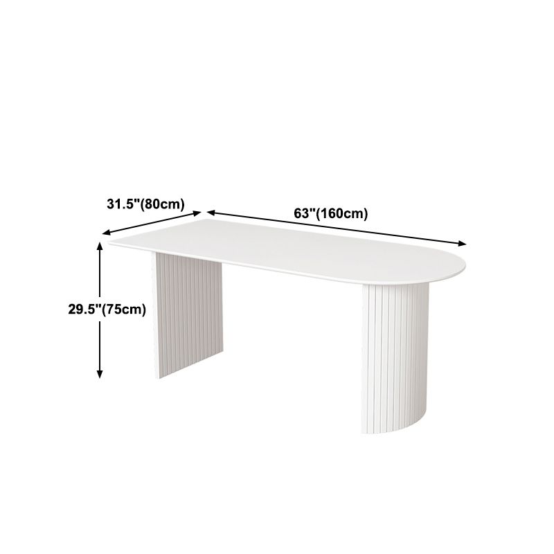 Irregular Shape Dining Table in White Modern Island Table with Double Pedestal Clearhalo 'Dining Tables & Seating' 'Dining Tables' 'dining_table' 'furn' 'furn_dining_table' 'Furniture' 'furniture_dining_table' 'Kitchen & Dining Furniture' 1200x1200_9673bf21-ea57-4f8d-94f9-c865cc3c546c