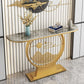 Tavolo con console altezza glam in pietra mezzo luna 1-scaffale 31,5 "